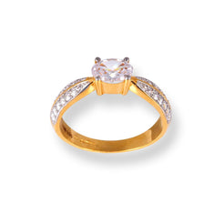 22ct Gold Engagement Ring with Swarovski Zirconia Stones LR-6616 - Minar Jewellers