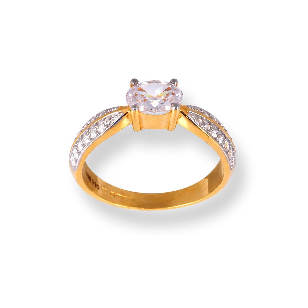 22ct Gold Engagement Ring with Swarovski Zirconia Stones LR-6616
