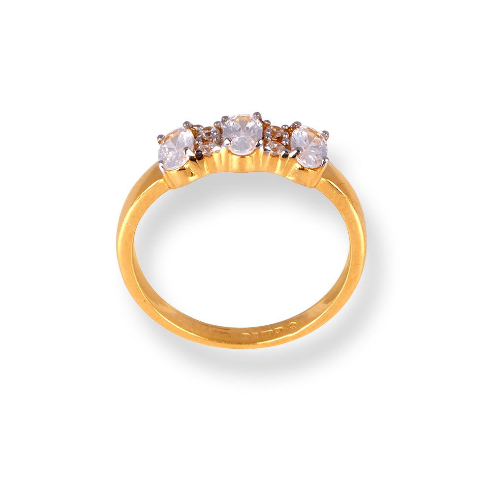 22ct Gold Engagement Ring with Swarovski Zirconia Stones LR-6617 - Minar Jewellers