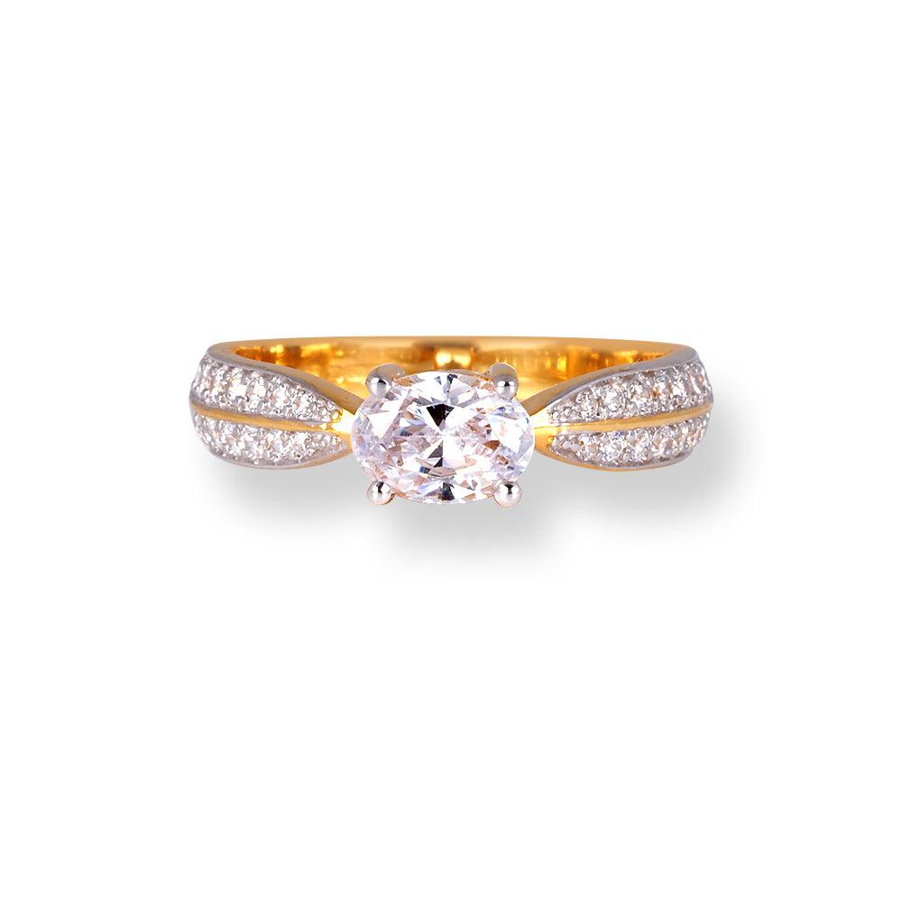 22ct Gold Engagement Ring with Swarovski Zirconia Stones LR-6616