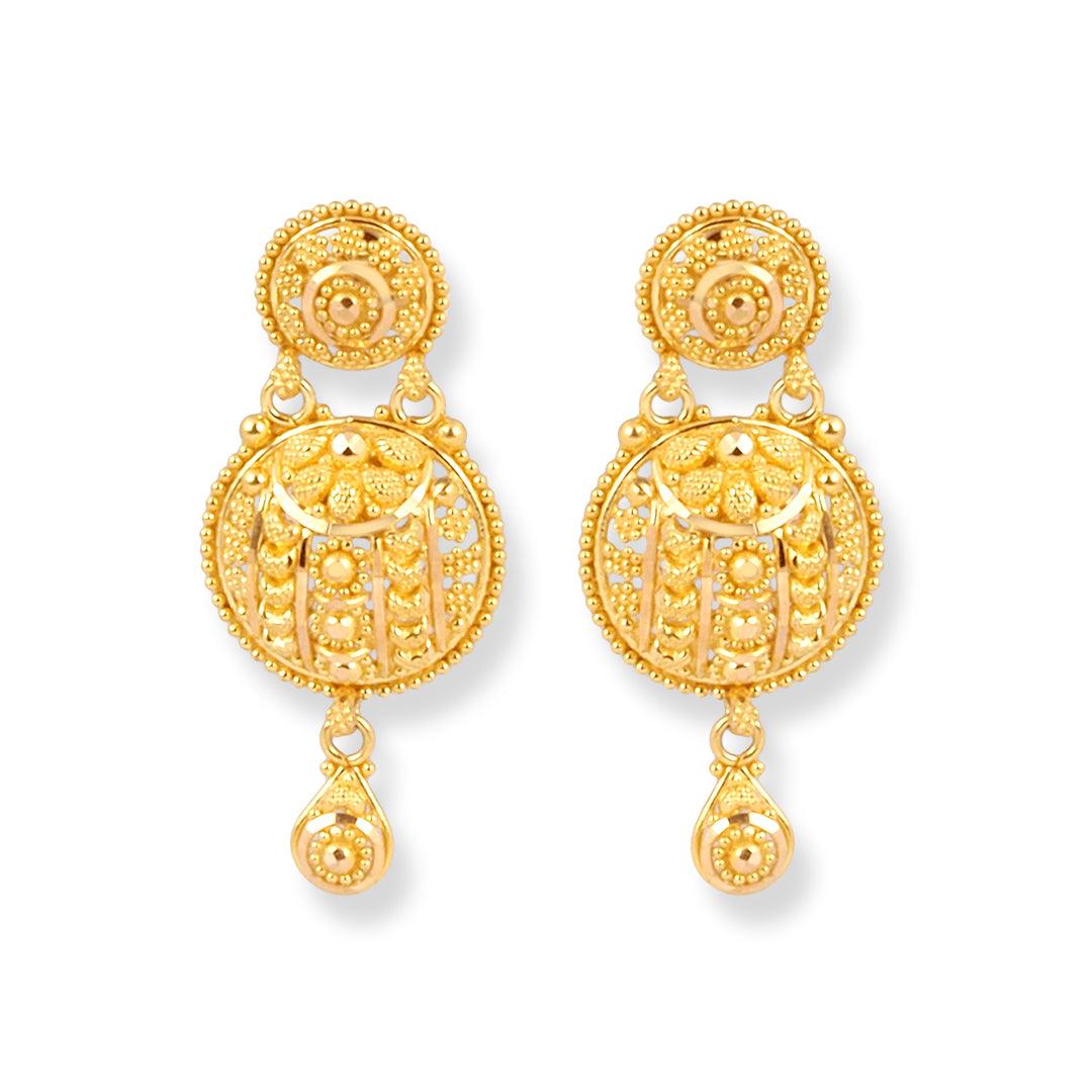 22ct Gold Filigree Design Necklace and Earrings Set N-8552 E-8552N - Minar Jewellers