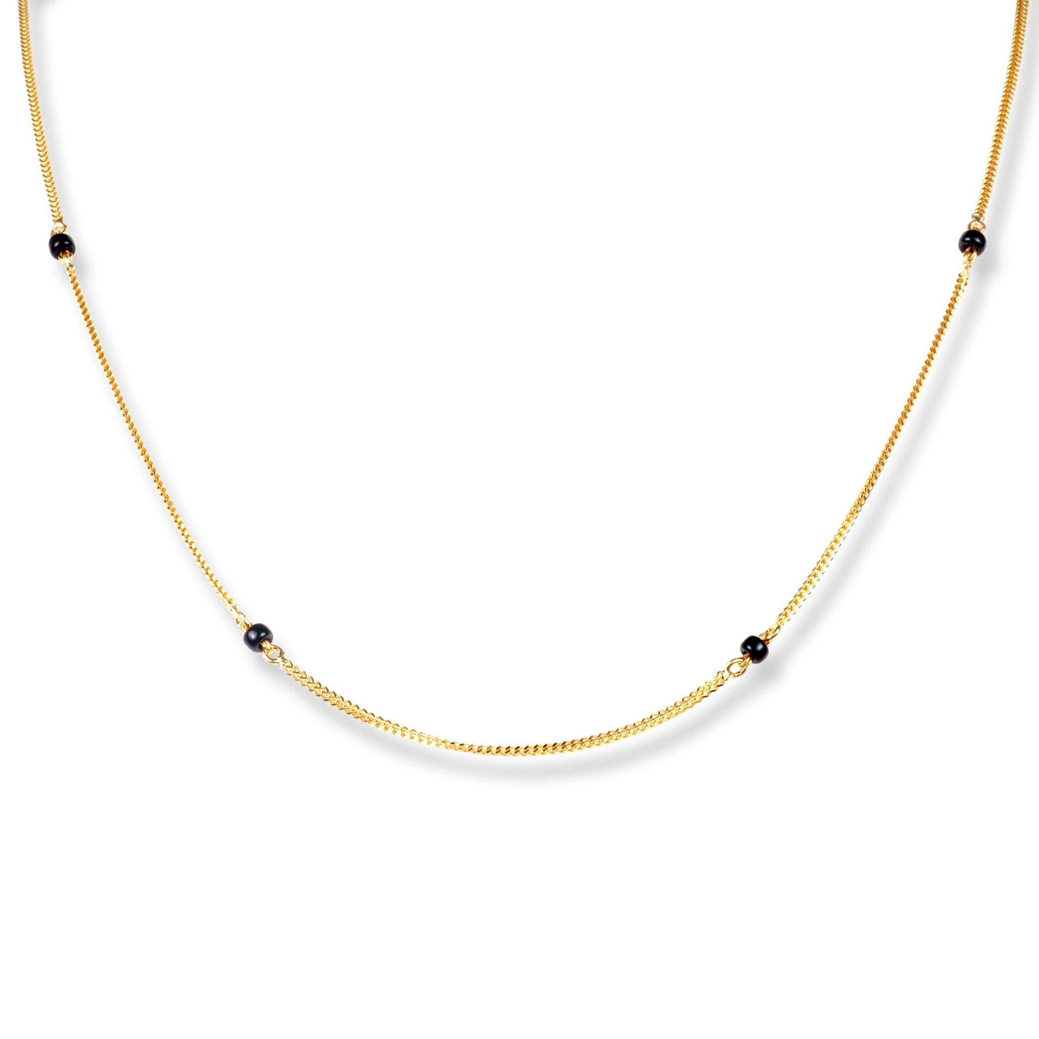 22ct Gold Foxtail Chain with Single Black Beads at Intervals with Lobster Clasp C-7144
