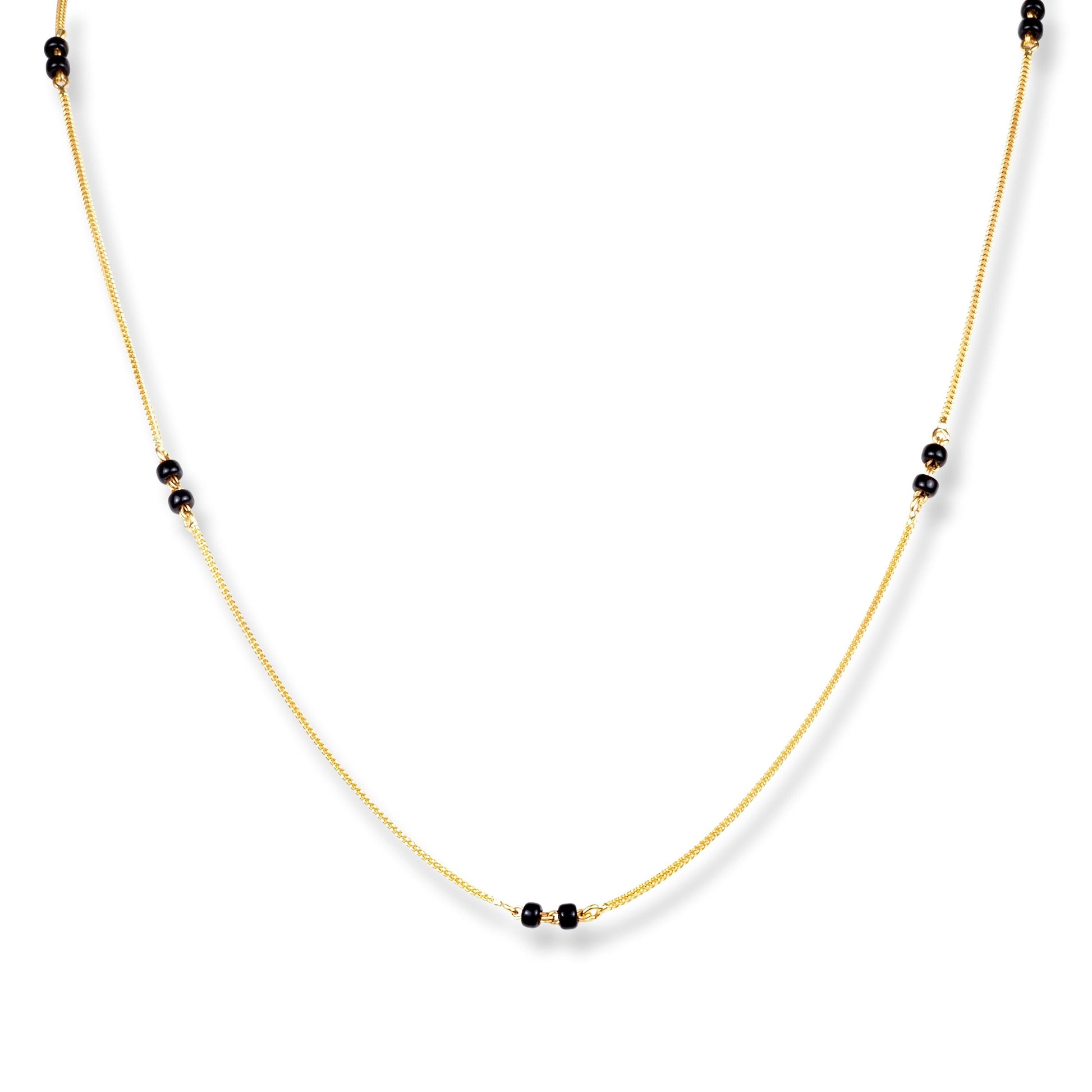 22ct Gold Foxtail Chain with Two Black Beads at Intervals with Lobster Clasp C-7145 - Minar Jewellers