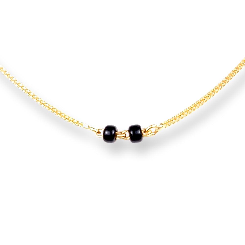 22ct Gold Foxtail Chain with Two Black Beads at Intervals with Lobster Clasp C-7145 - Minar Jewellers