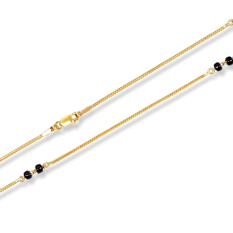 22ct Gold Foxtail Chain with Two Black Beads at Intervals with Lobster Clasp C-7145