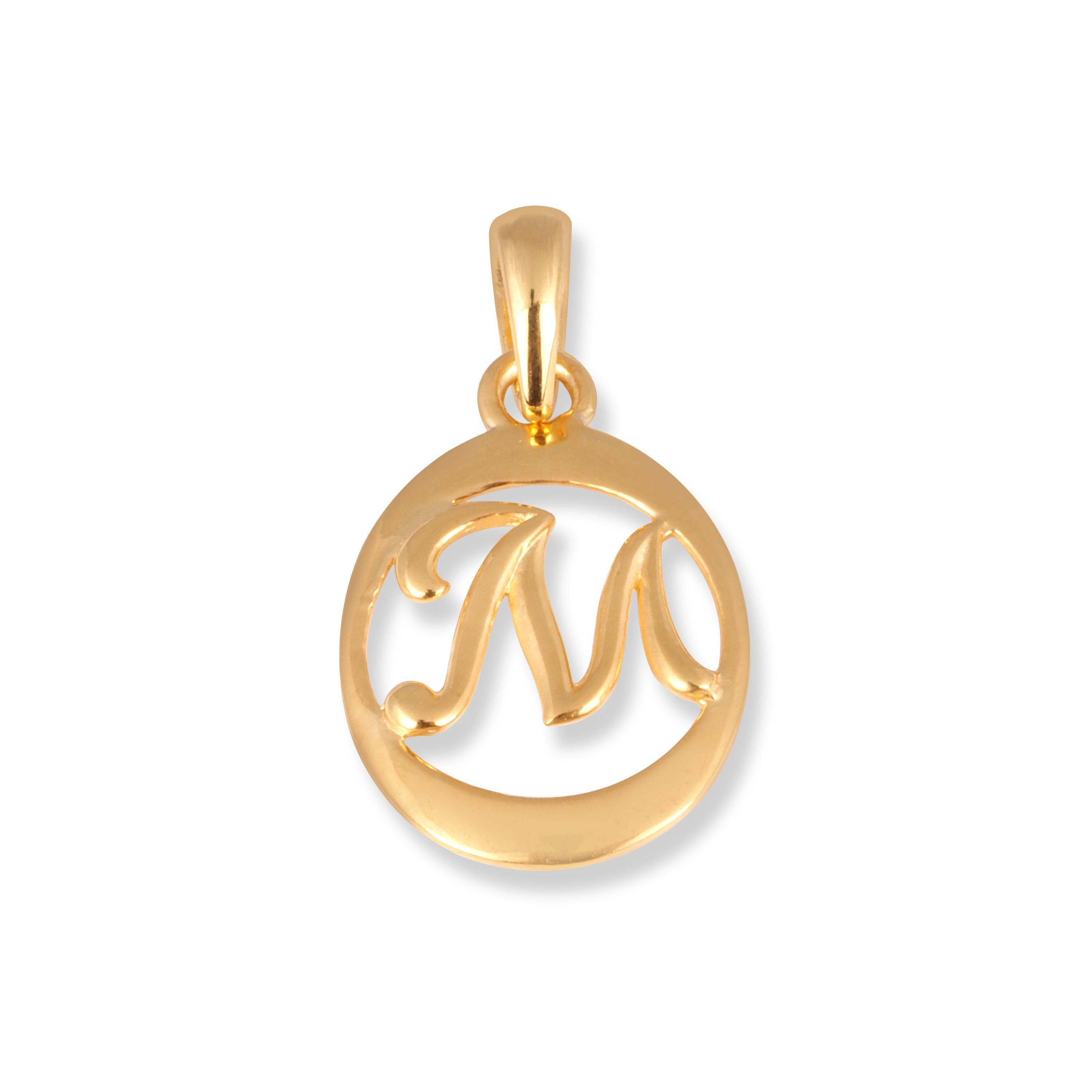 22ct Gold Initial 'M' Pendant P-7050-M - Minar Jewellers
