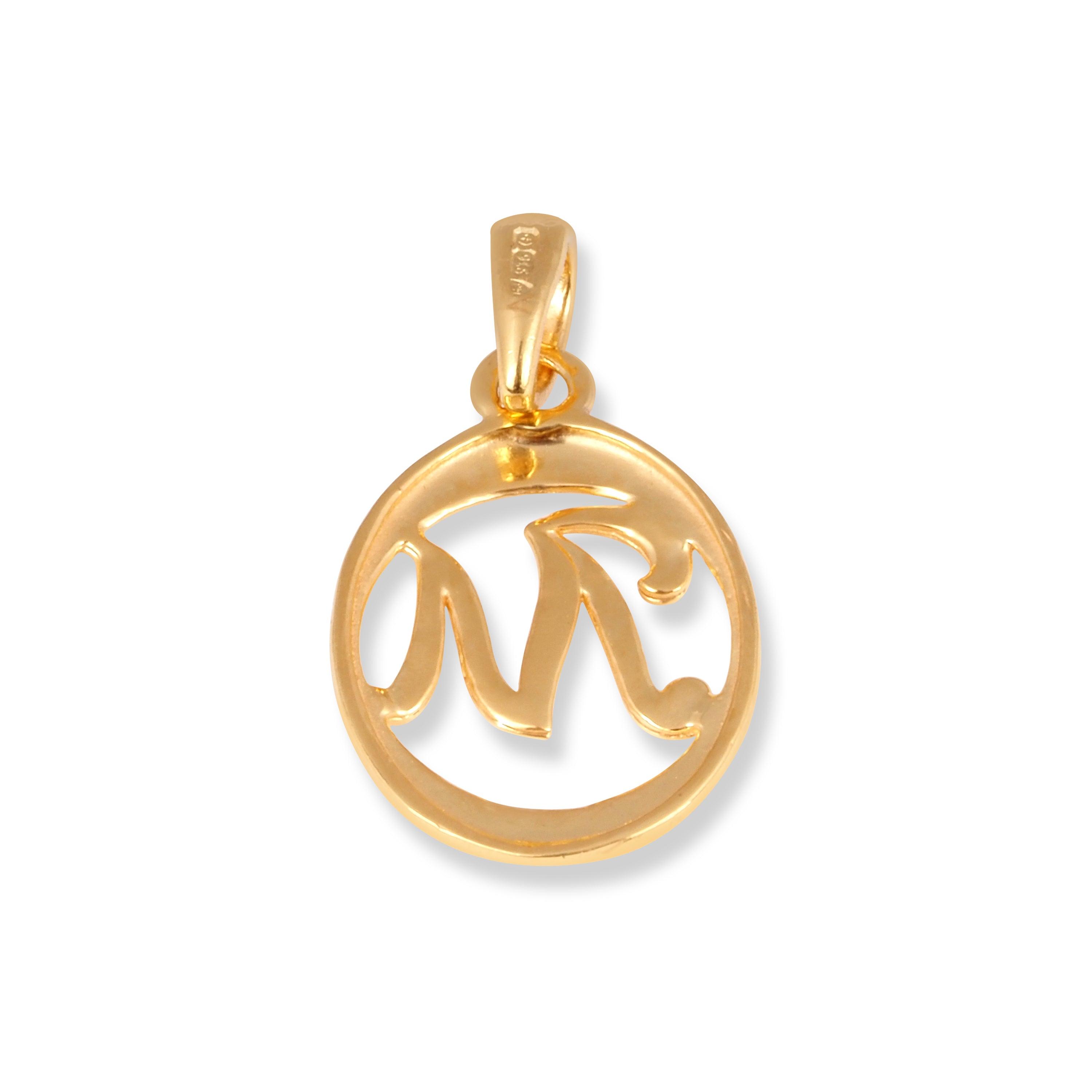 22ct Gold Initial 'M' Pendant P-7050-M - Minar Jewellers
