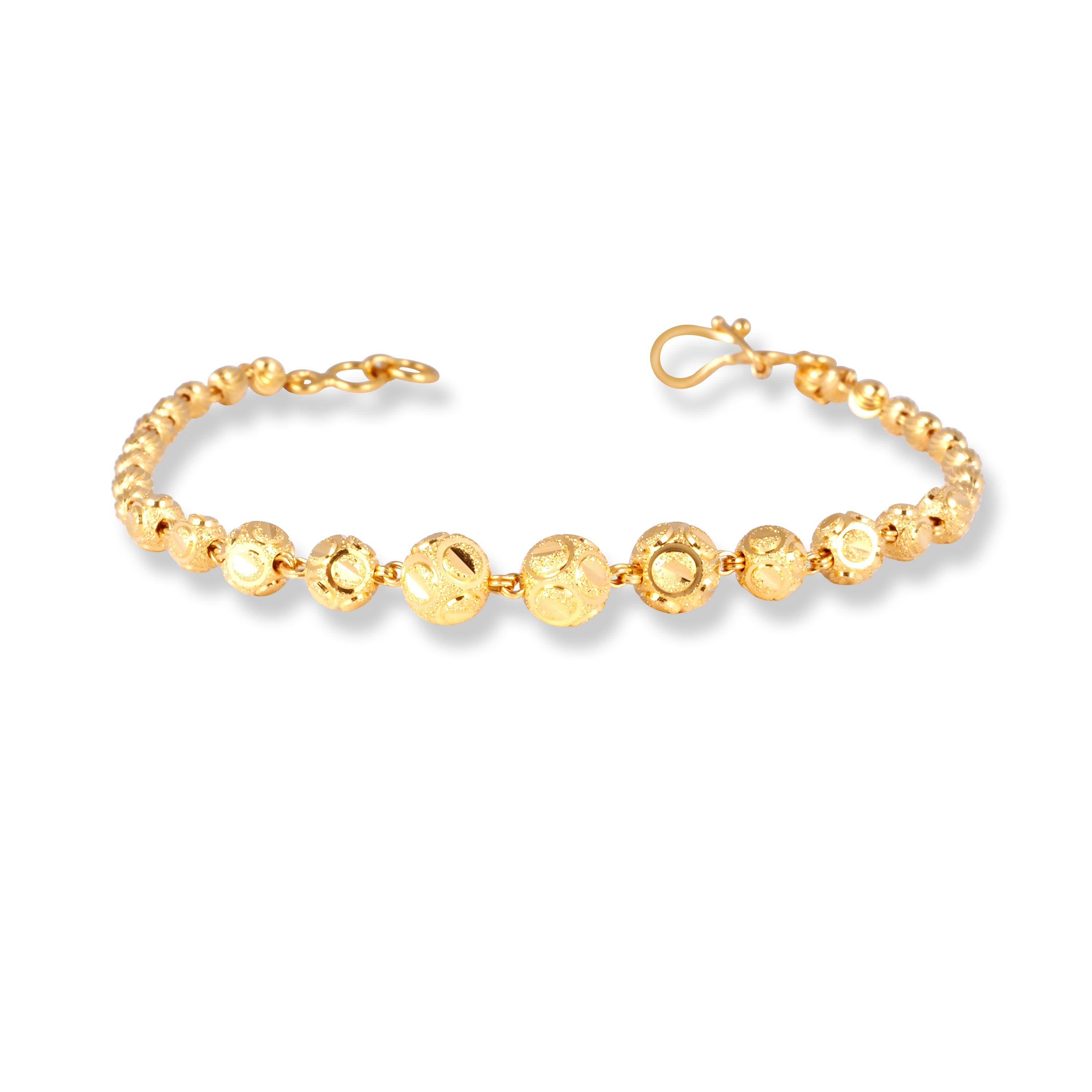 22ct Gold Ladies Beaded Bracelet with Hook Clasp LBR-7151 - Minar Jewellers