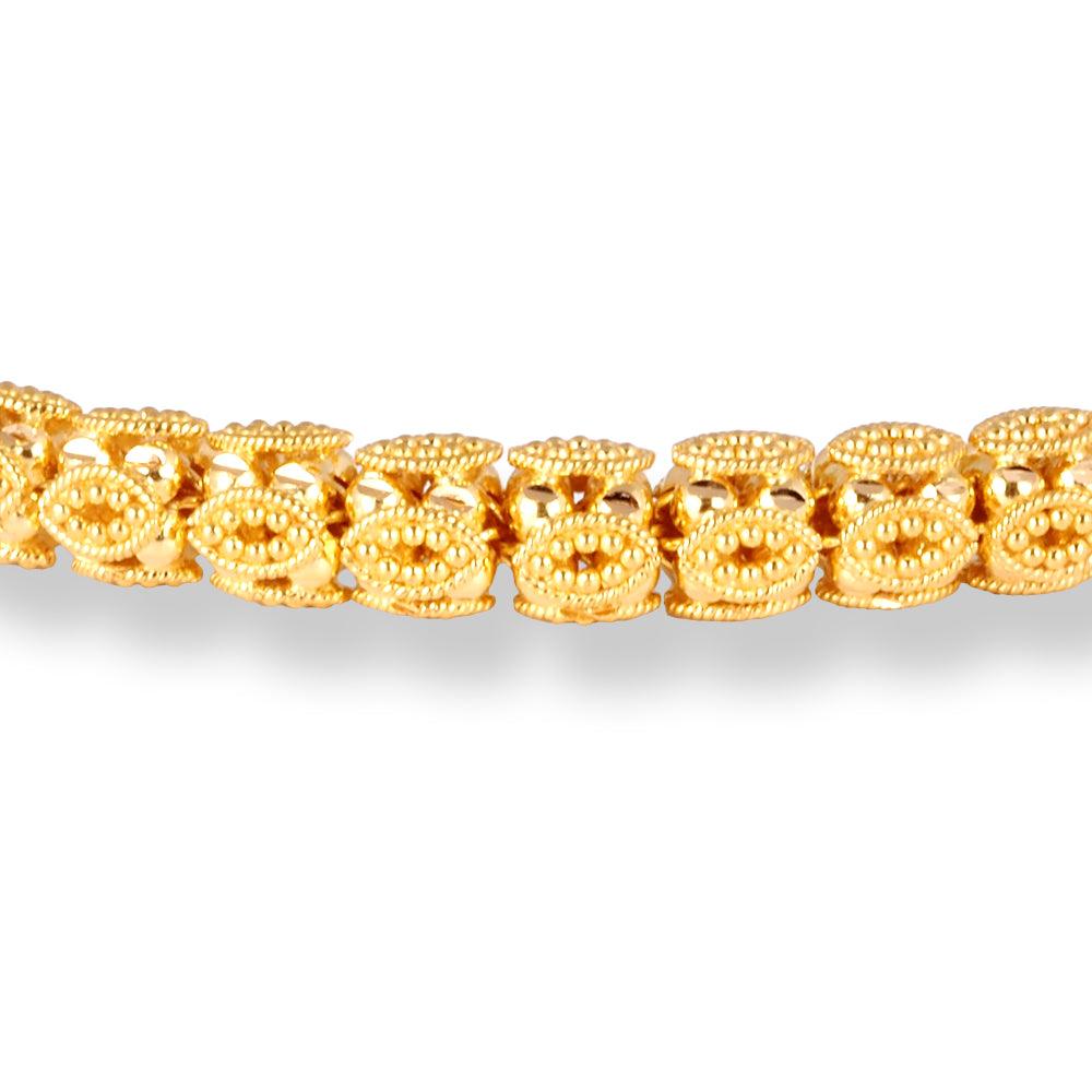 22ct Gold Ladies Bracelet with Beads in Filigree Finish & Hook Clasp LBR-7154 - Minar Jewellers