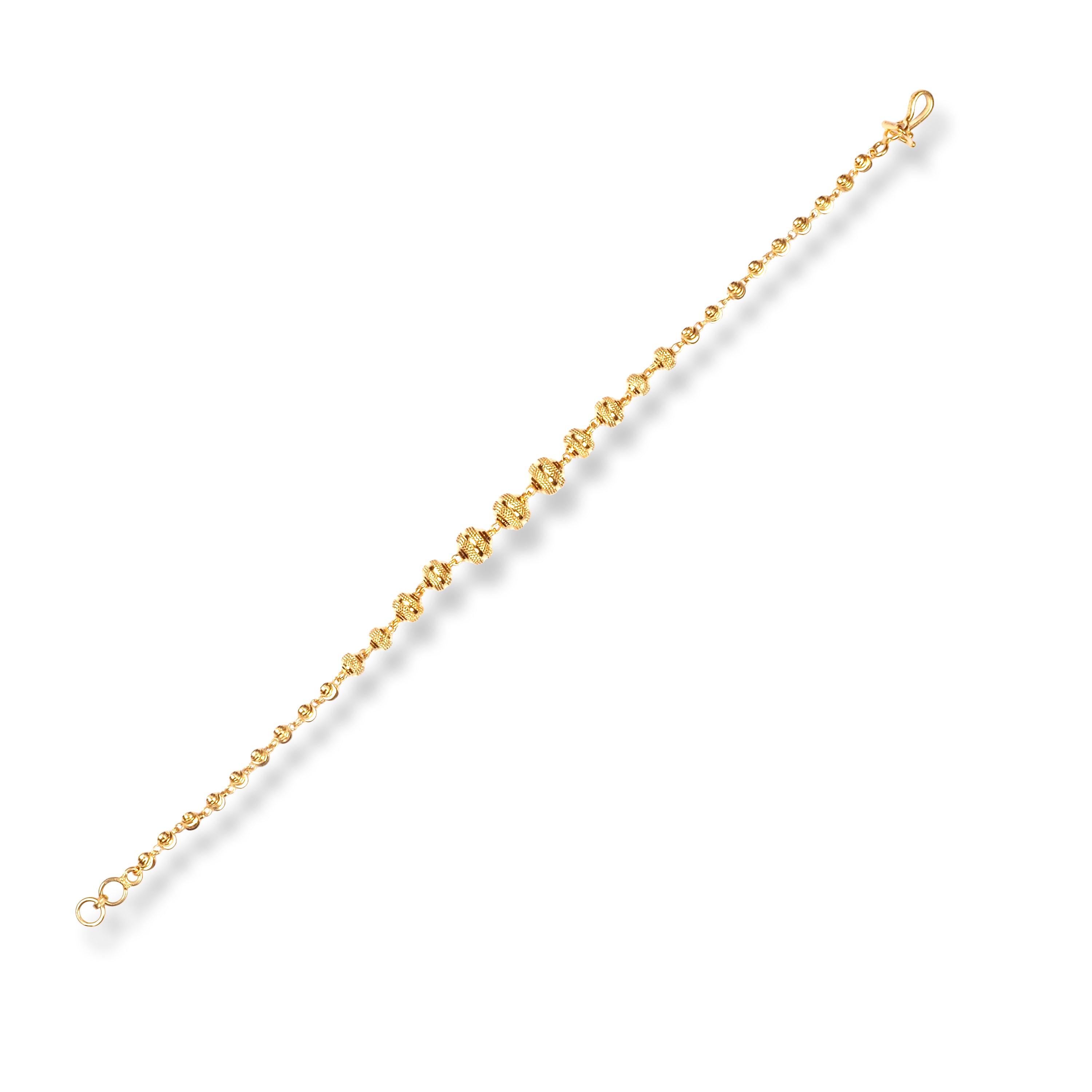 22ct Gold Ladies Bracelet with Diamond Cut Beads & Hook Clasp LBR-7153 - Minar Jewellers