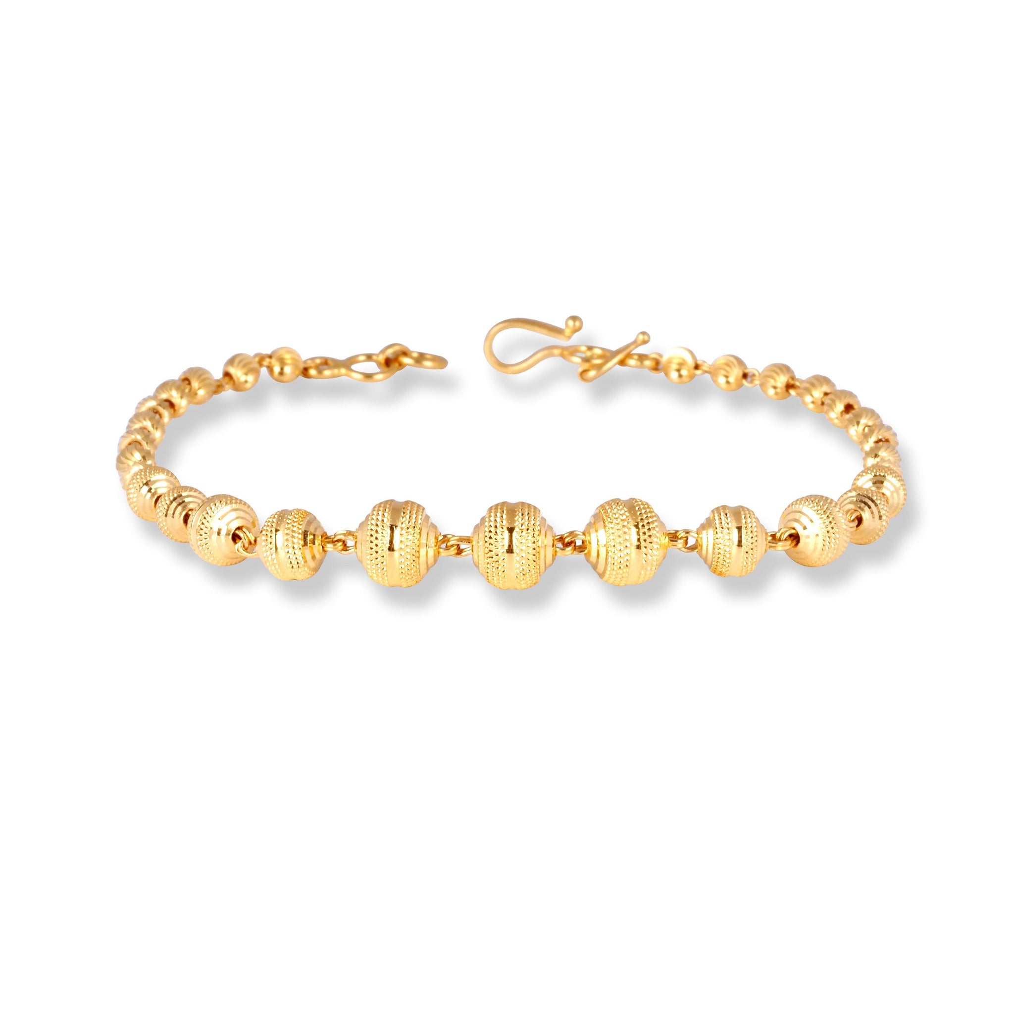 22ct Gold Ladies Bracelet with Diamond Cut Beads & Hook Clasp LBR-7153