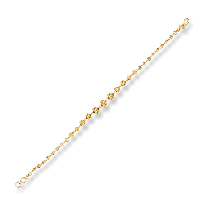 22ct Gold Ladies Bracelet with Diamond Cut Beads & Hook Clasp LBR-7153