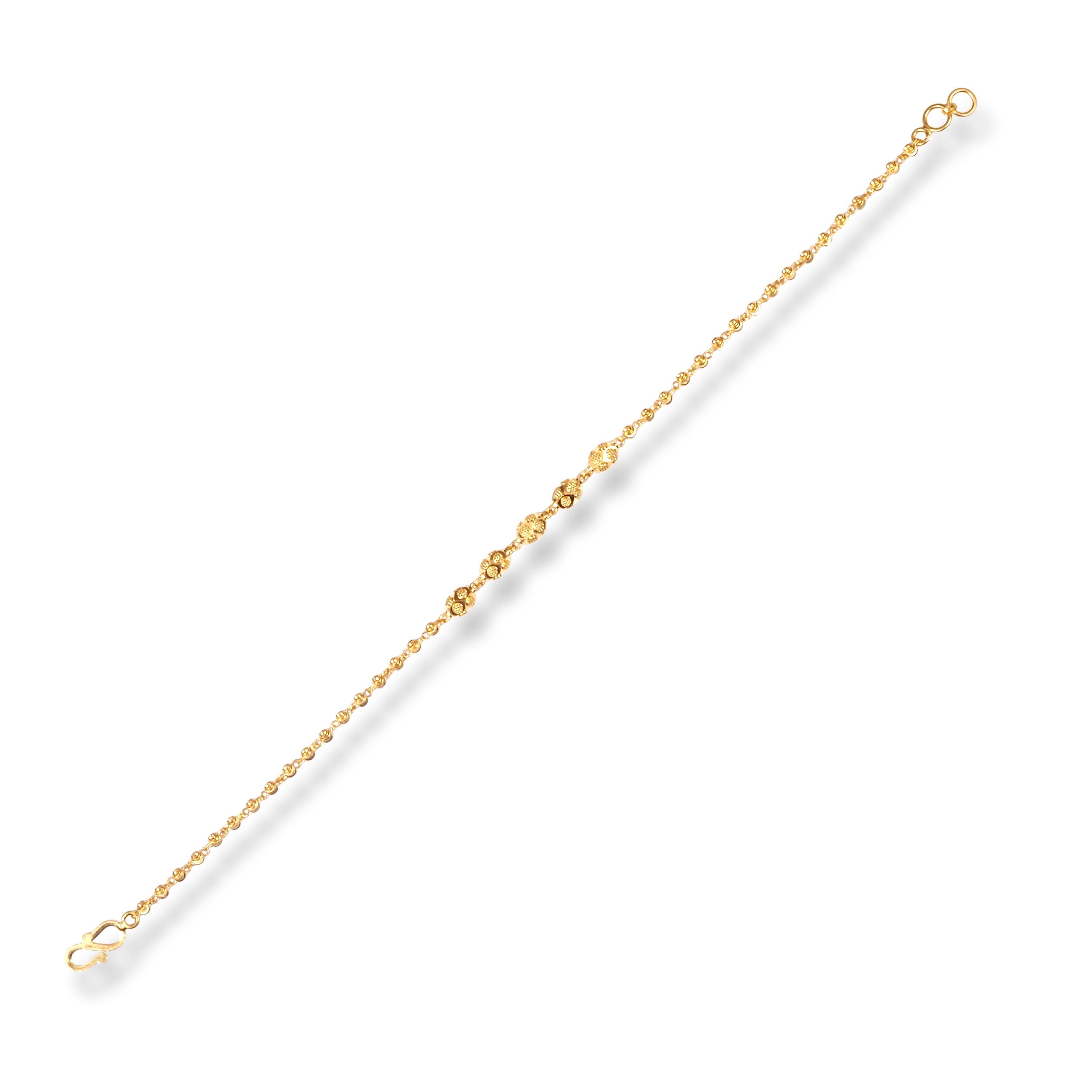 22ct Gold Ladies Bracelet with Five Diamond Cut Beads & S Clasp LBR-7156 - Minar Jewellers