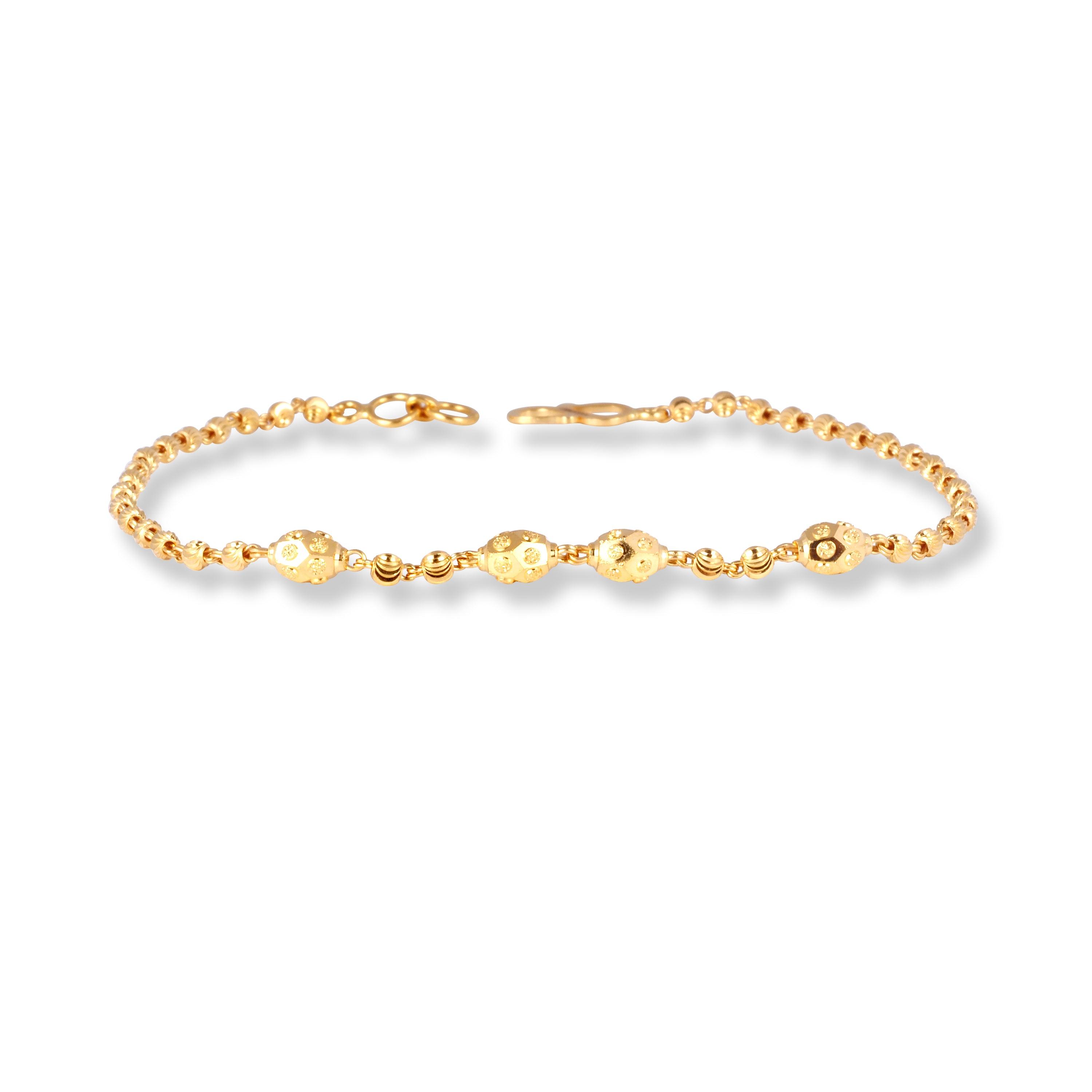 22ct Gold Ladies Bracelet with Oval Beads & S Clasp LBR-7155 - Minar Jewellers