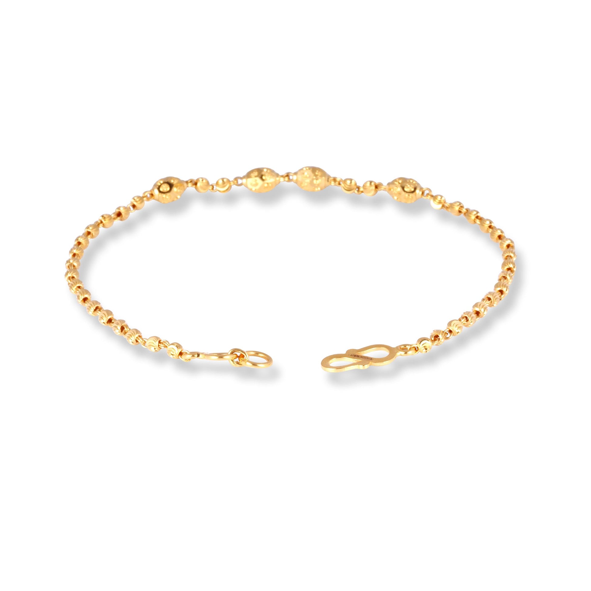 22ct Gold Ladies Bracelet with Oval Beads & S Clasp LBR-7155 - Minar Jewellers