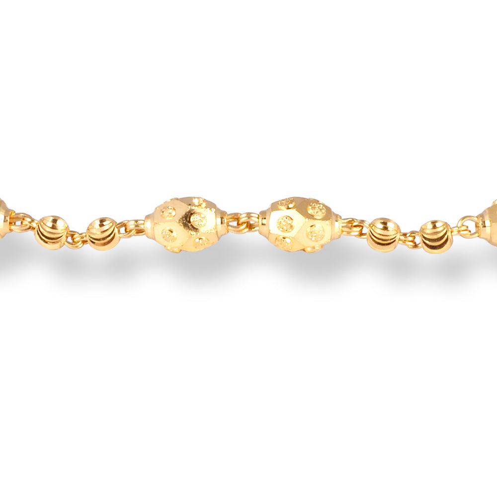 22ct Gold Ladies Bracelet with Oval Beads & S Clasp LBR-7155