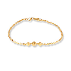 22ct Gold Ladies Bracelet with Three Diamond Cut Beads & S Clasp LBR-7157 - Minar Jewellers