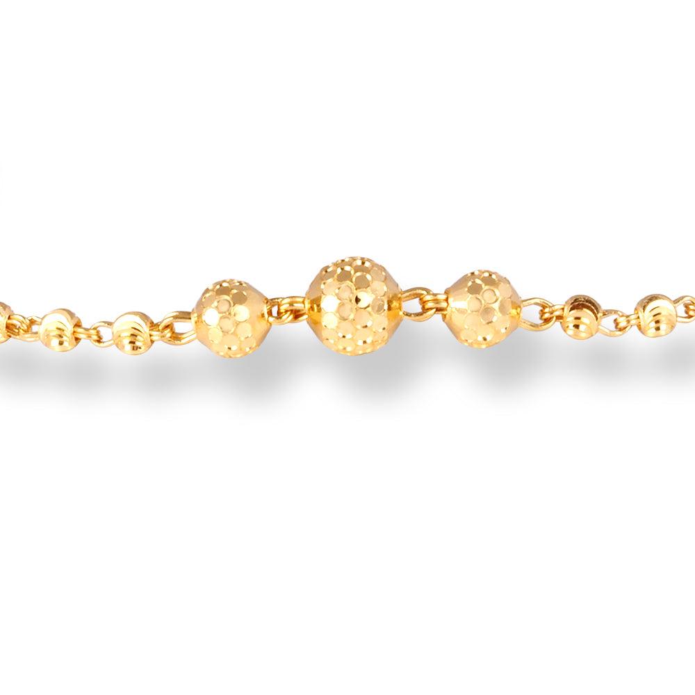22ct Gold Ladies Bracelet with Three Diamond Cut Beads & S Clasp LBR-7157