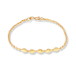 22ct Gold Ladies Five Diamond Cut Beads Bracelet with S Clasp LBR-7160 - Minar Jewellers