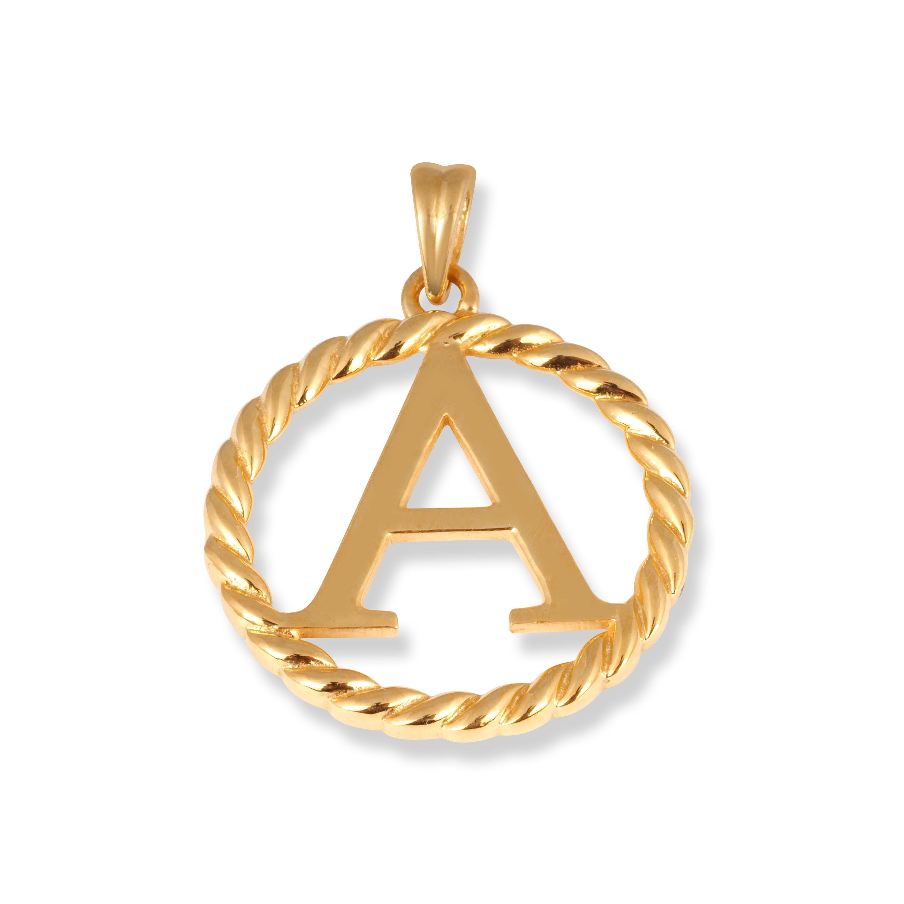 22ct Gold Large 'A' Initial Pendant P-7048-A - Minar Jewellers