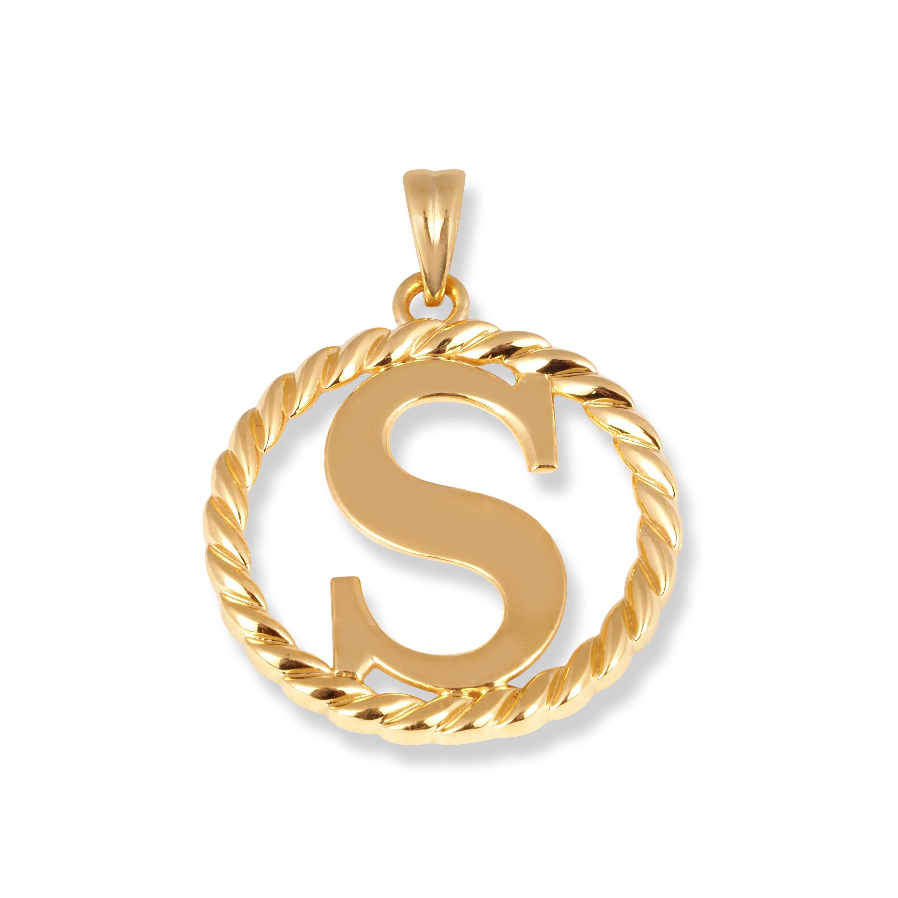 22ct Gold Large 'S' Initial Pendant P-7048-S - Minar Jewellers