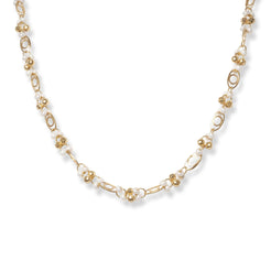 22ct Gold Necklace with Cultured Pearl, Diamond Cut Beads and Lobster Clasp N-7935 - Minar Jewellers