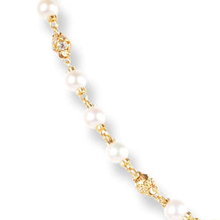 22ct Gold Necklace with Pearls, Cubic Zirconia Stones & Diamond Cut Beads N-7892 - Minar Jewellers