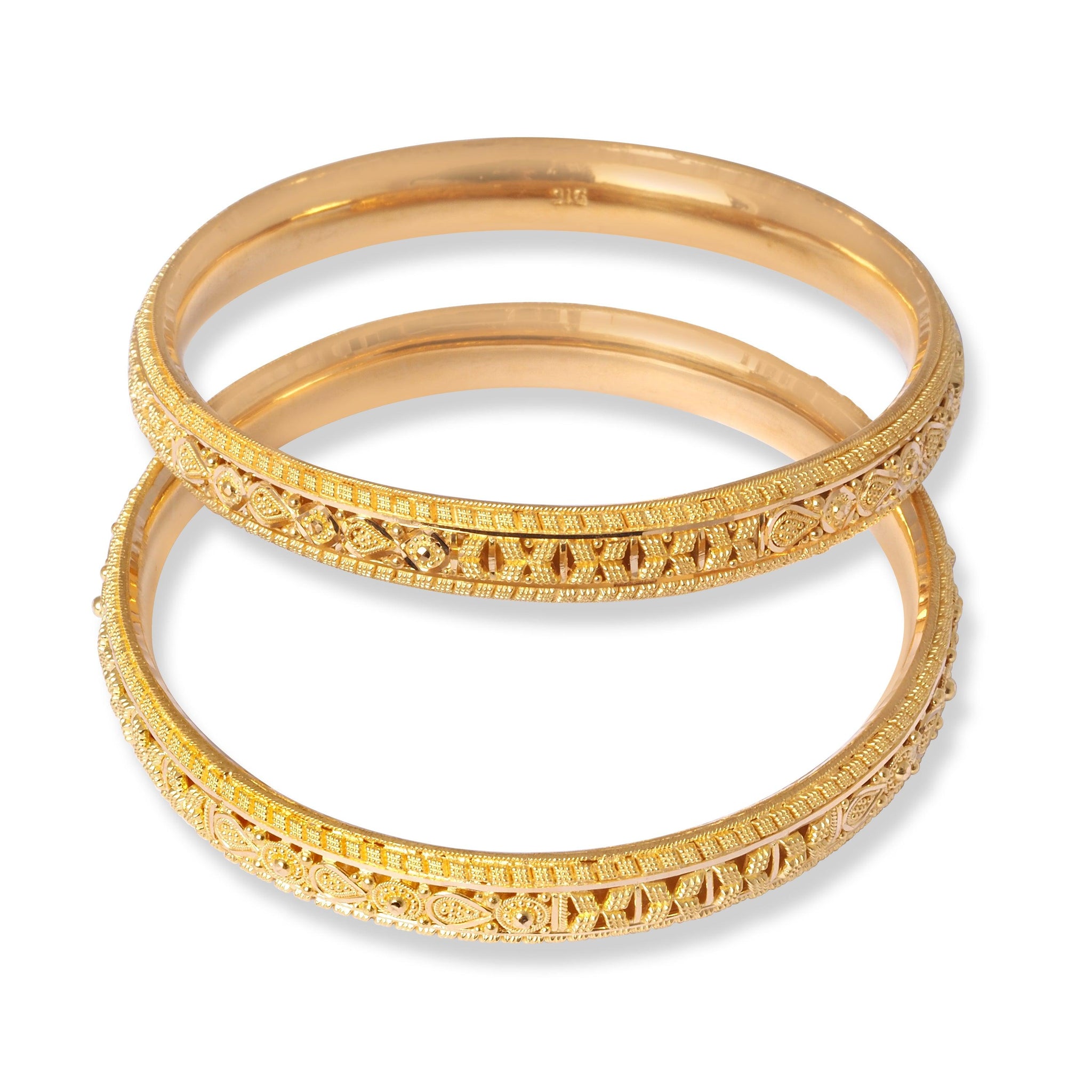 22ct Gold Pair of Bangles with Filigree Work B-8555