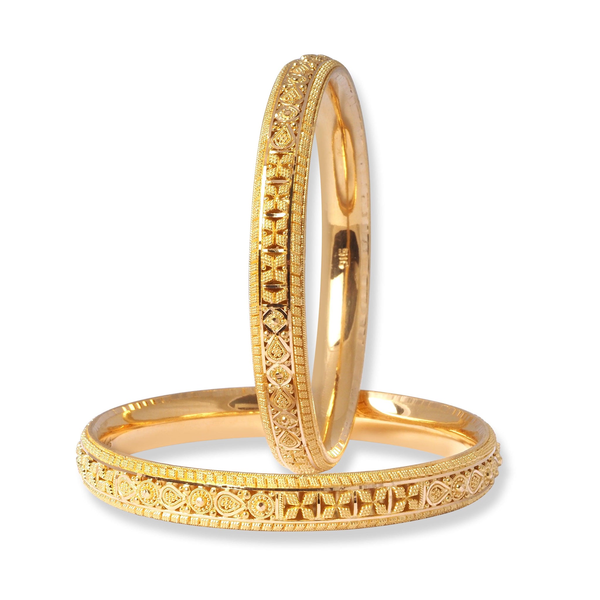 22ct Gold Pair of Bangles with Filigree Work B-8555