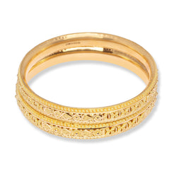 22ct Gold Pair of Bangles with Filigree Work & Comfort fit Finish B-8555 - Minar Jewellers