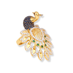 22ct Gold Peacock Design Cocktail Ring with Swarovski Zirconia Stones LR-7028 - Minar Jewellers