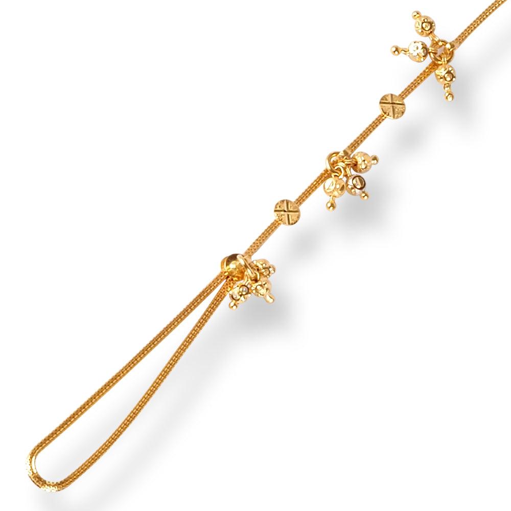 22ct Gold Pair of Poncha Bracelet with Diamond Cut Gold Beads and Hook Clasp LBR-7162 - Minar Jewellers