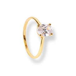22ct Gold Solitaire Ring with Oval Shaped Cubic Zirconia Stone LR-7003 - Minar Jewellers