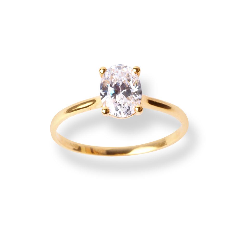 22ct Gold Solitaire Ring with Oval Shaped Cubic Zirconia Stone LR-7003 - Minar Jewellers