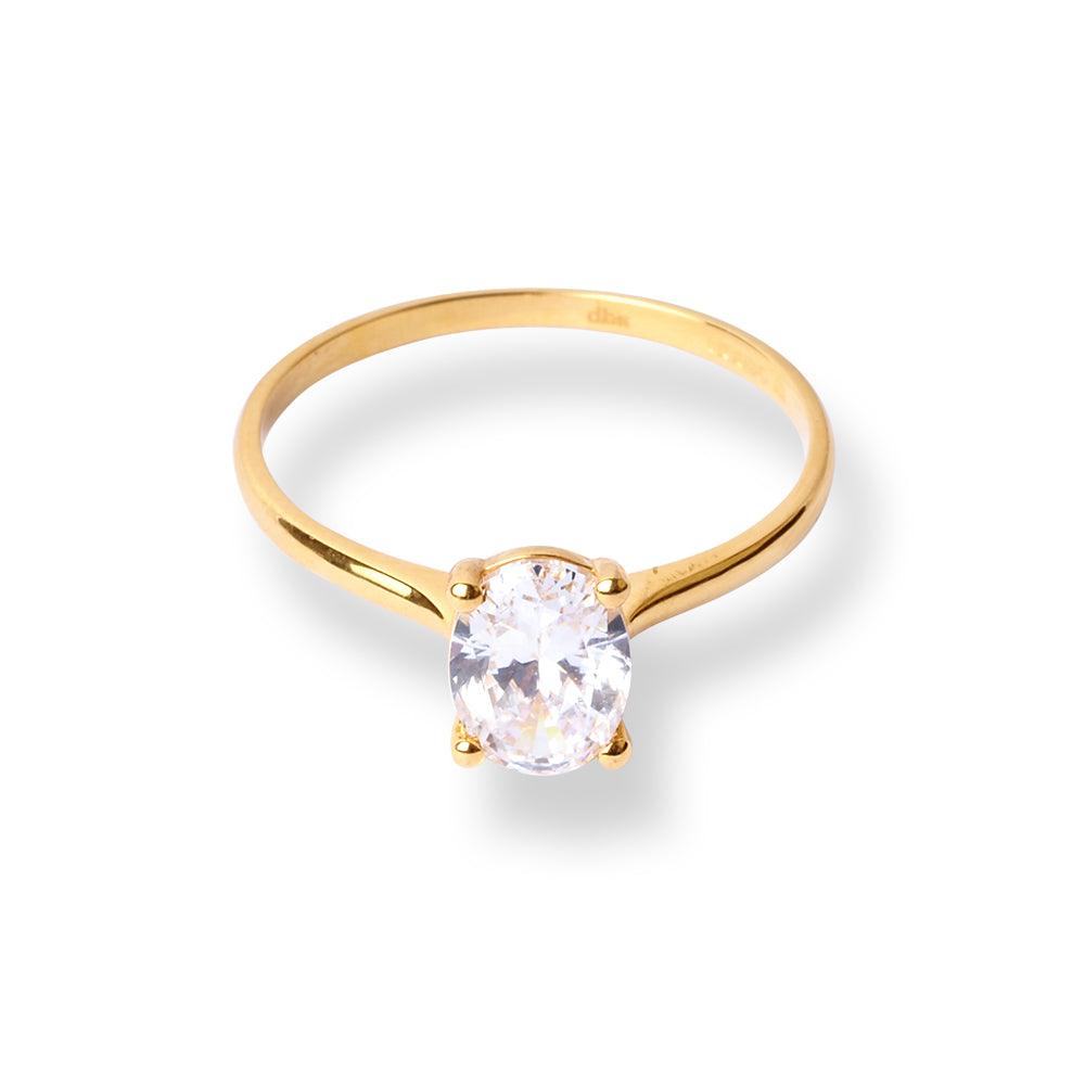 22ct Gold Solitaire Ring with Oval Shaped Cubic Zirconia Stone LR-7003