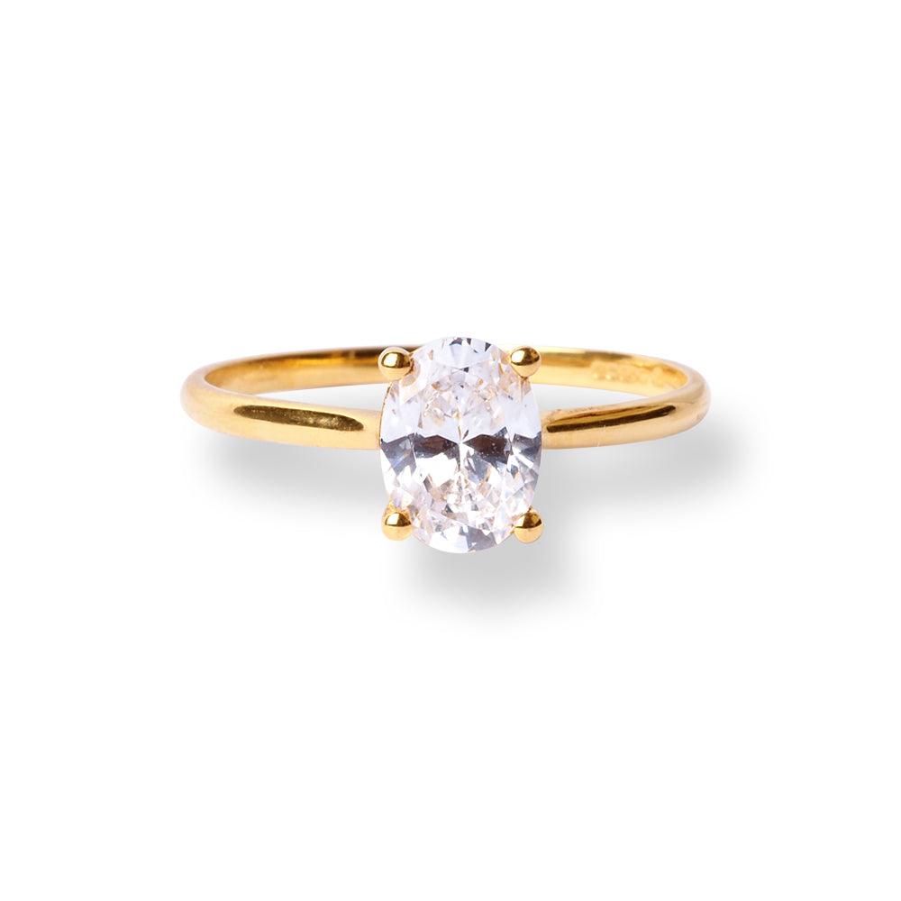 22ct Gold Solitaire Ring with Oval Shaped Cubic Zirconia Stone LR-7003