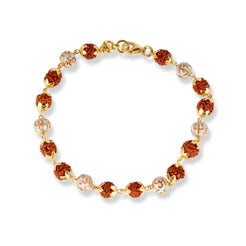 22ct Gold Rudraksh Bracelet with Diamond Cutting OM & Trishul Design GBR-8327 - Minar Jewellers