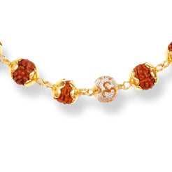 22ct Gold Rudraksh Mala with Diamond Cut Beads & OM Design N-7895 - Minar Jewellers