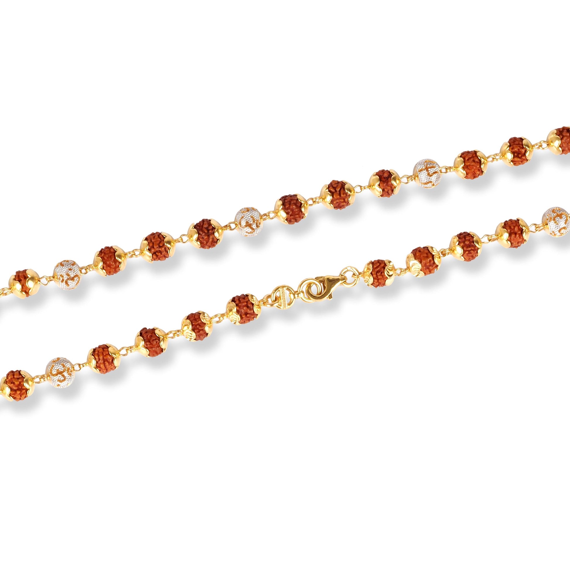 22ct Gold Rudraksh Mala with Diamond Cut Beads & OM Design N-7895 - Minar Jewellers