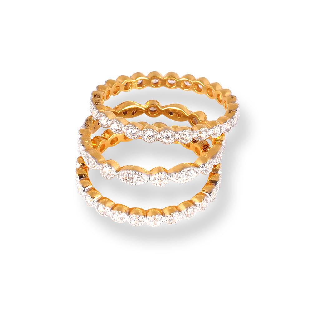 22ct Gold Set of 3 Stacking Eternity Rings with Swarovski Zirconia Stones LR-6615 - Minar Jewellers