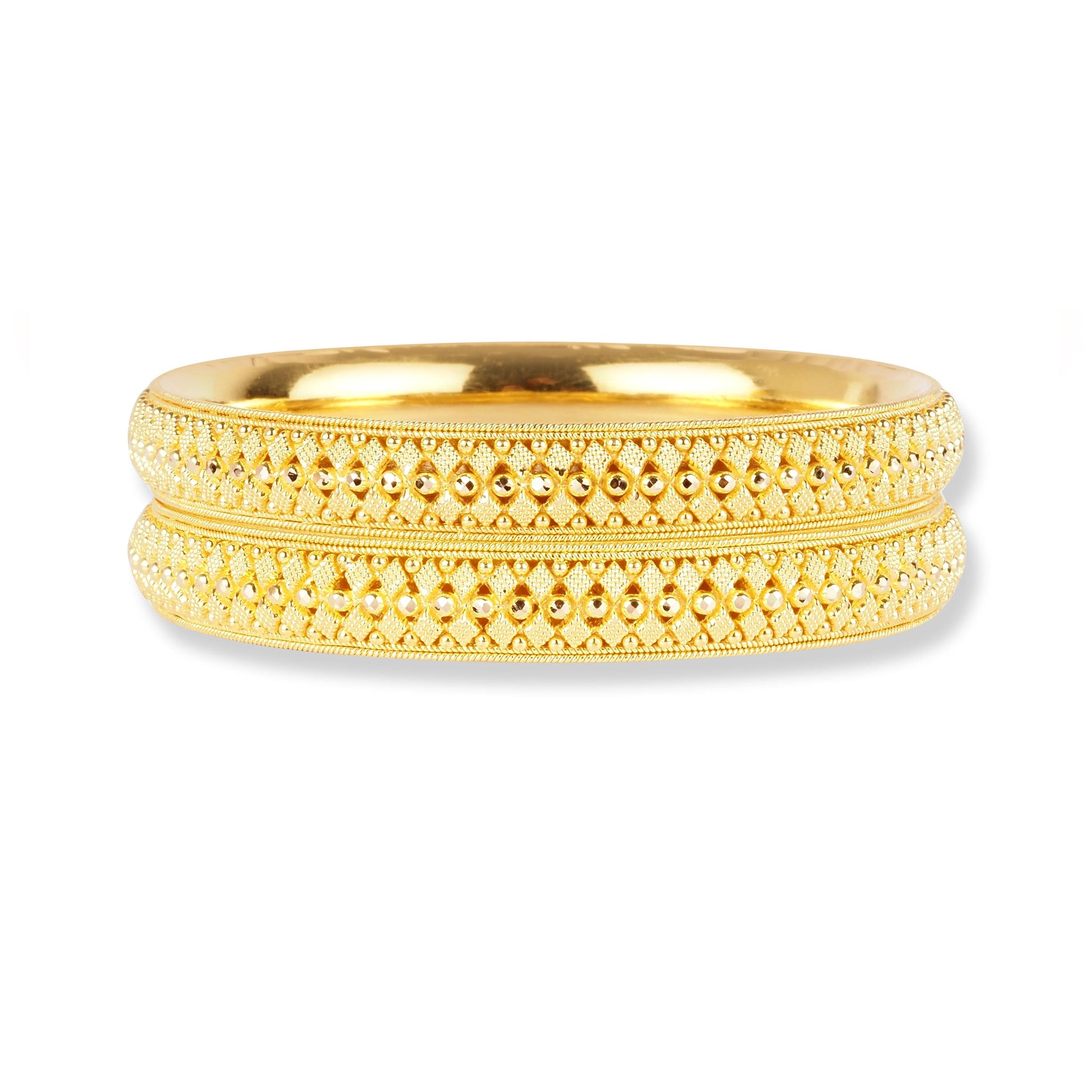 22ct Gold Set of Two Bangles with Filigree Work in Comfort Fit Finish B-8547