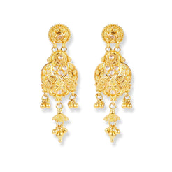 22ct Gold Set with Cubic Zirconia Stones (Necklace + Earrings) N-5948 E-5948 - Minar Jewellers