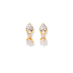 22ct Gold Set with Cubic Zirconia Stones (Pendant + Chain + Stud Earrings) - Minar Jewellers