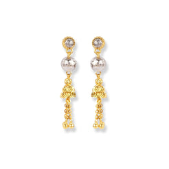 22ct Gold Set with Diamond Cut and Rhodium Design NE-7643 - Minar Jewellers