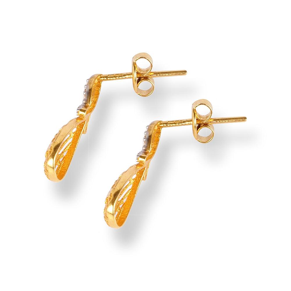 22ct Gold Set with Diamond Cut Design and Cubic Zirconia Stones NE-8211 - Minar Jewellers