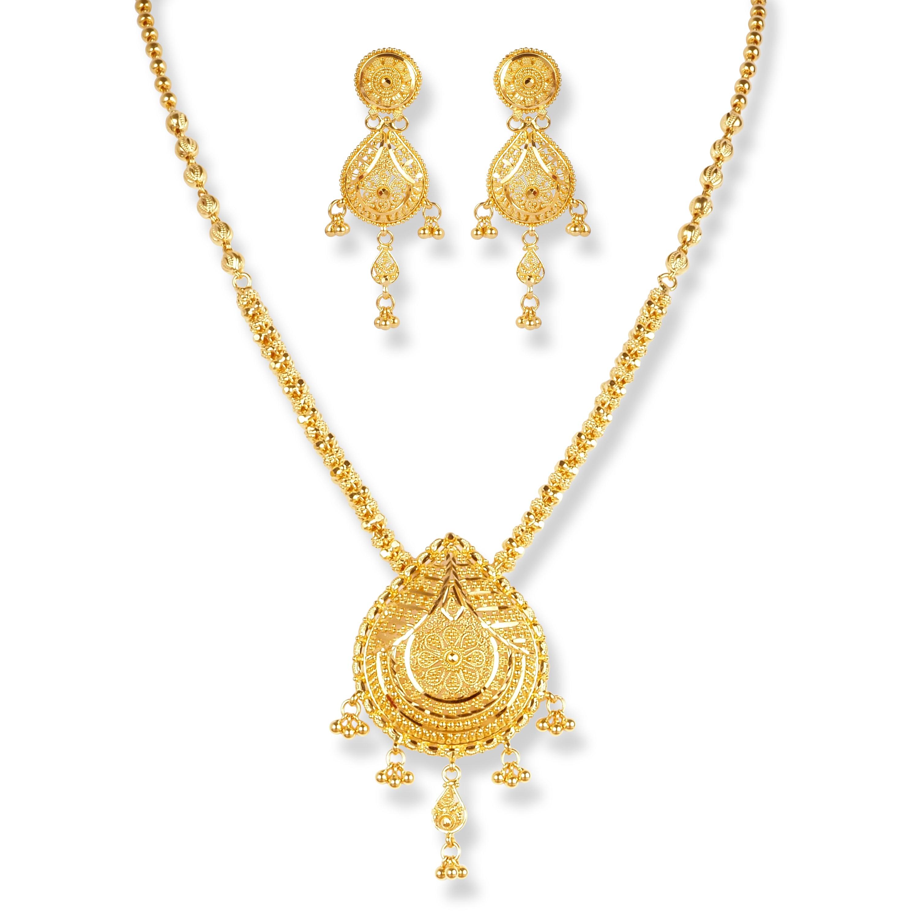 22ct Gold Set with Filigree Work N-7908 - Minar Jewellers