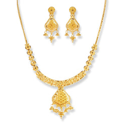 22ct Gold Set with Filigree Work N-7923 - Minar Jewellers