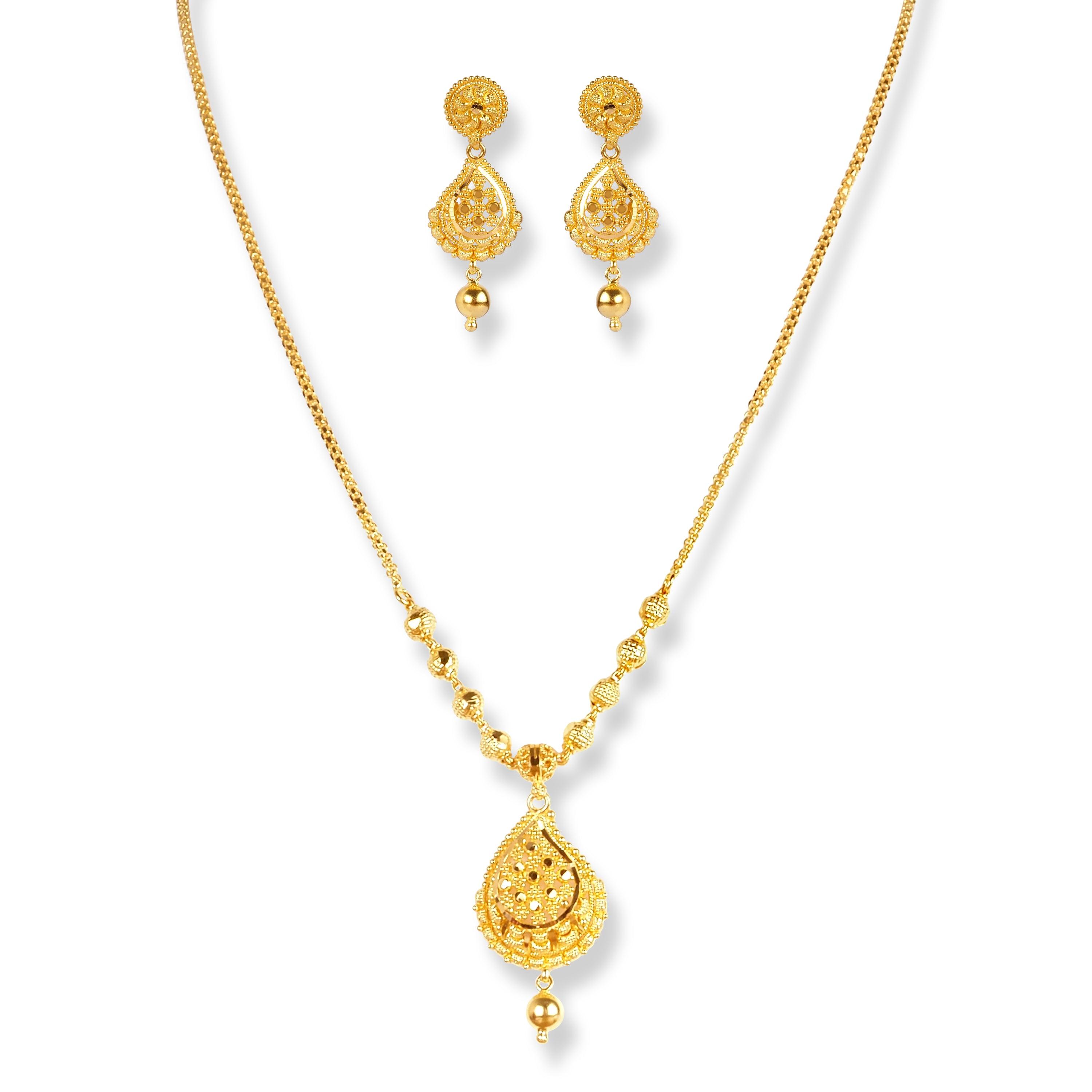22ct Gold Set with Filigree Work N-7915 - Minar Jewellers