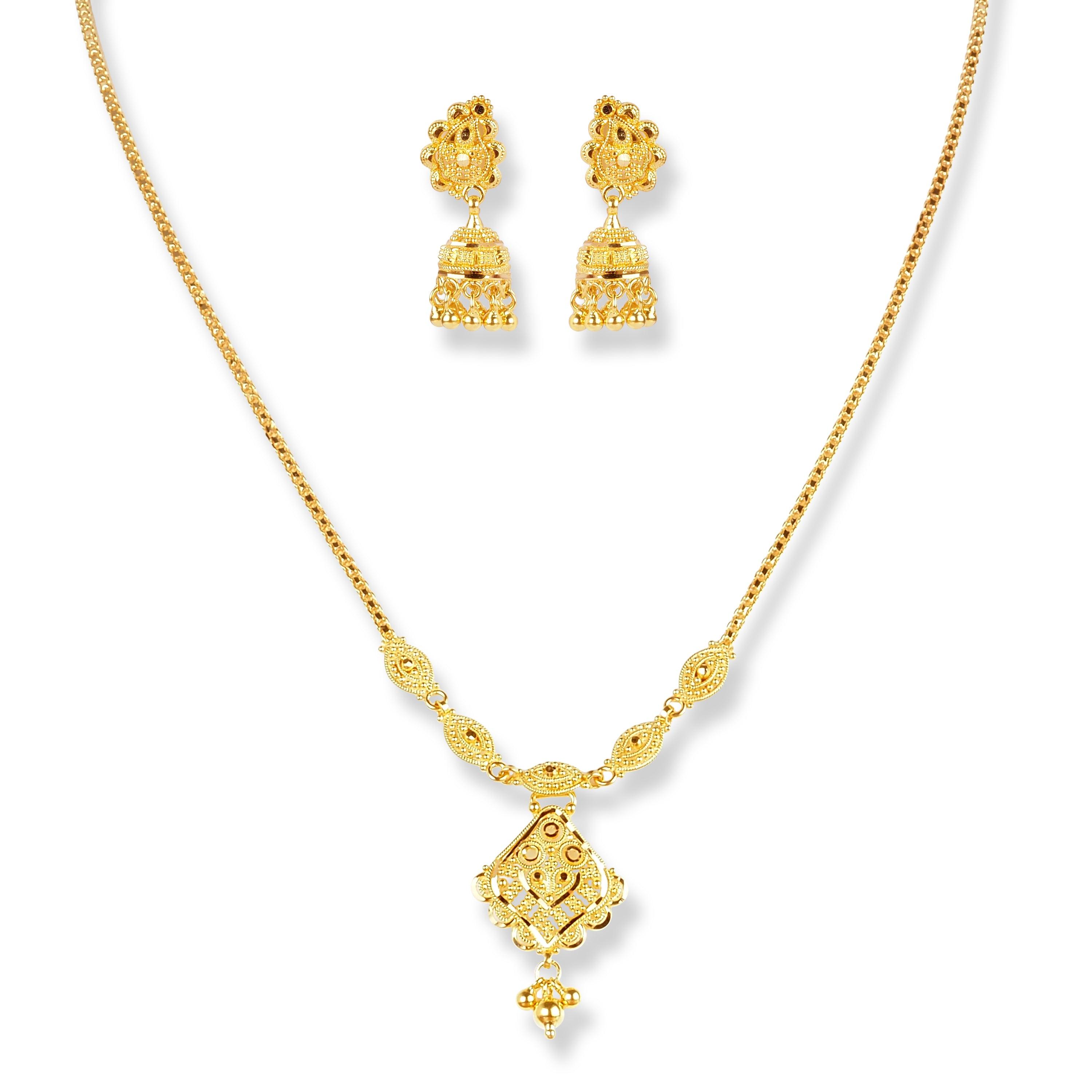 22ct Gold Set with Filigree Work N-7911 - Minar Jewellers