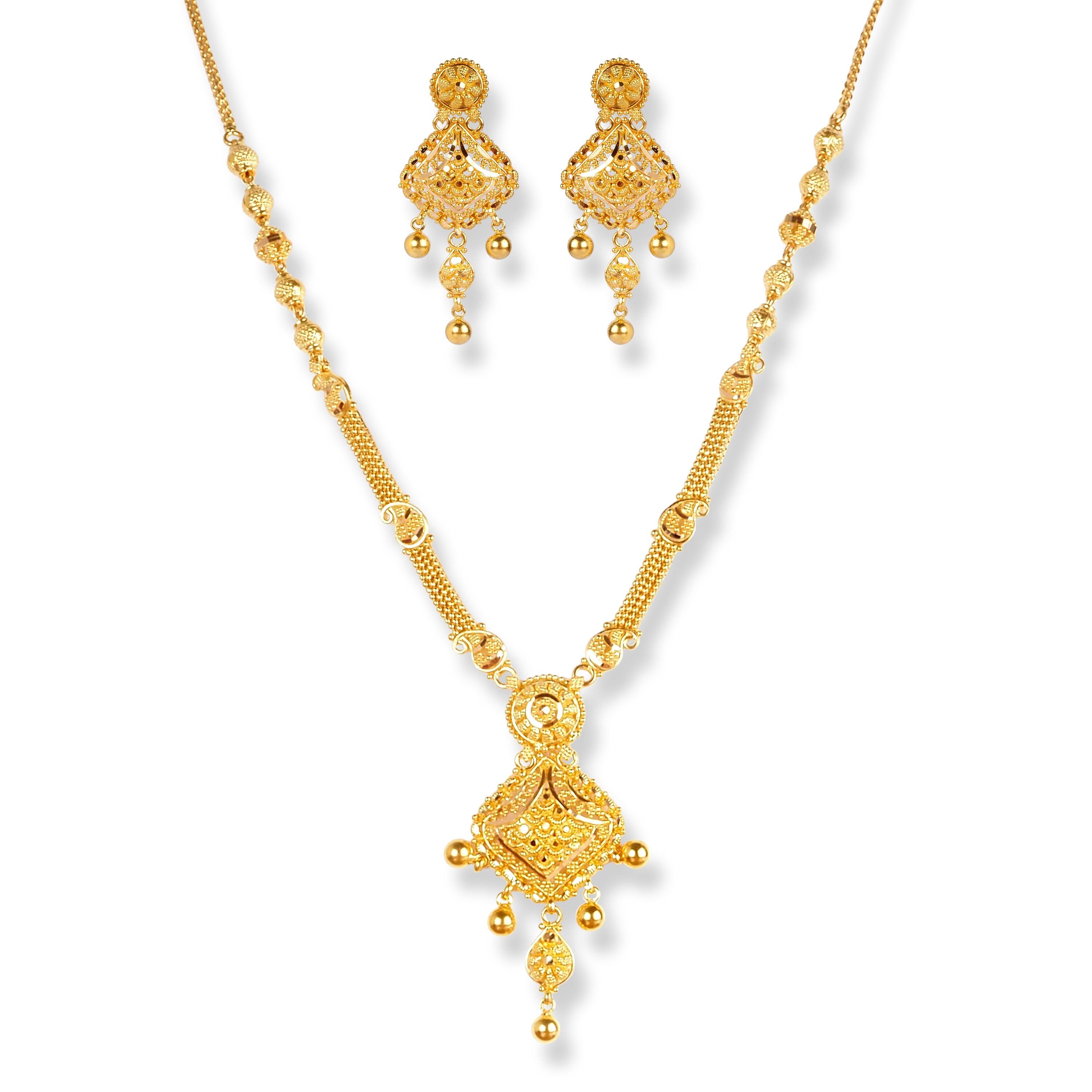 22ct Gold Set with Filigree Work N-7912 - Minar Jewellers